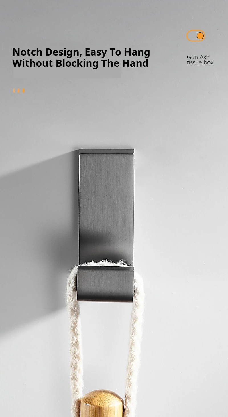 Description Picture 6 of itemBathroom Gun Grey Single Coat Hook Bathroom Hardware Replacement Robe Hooks Stylish Minimalist Design Perforated Installation