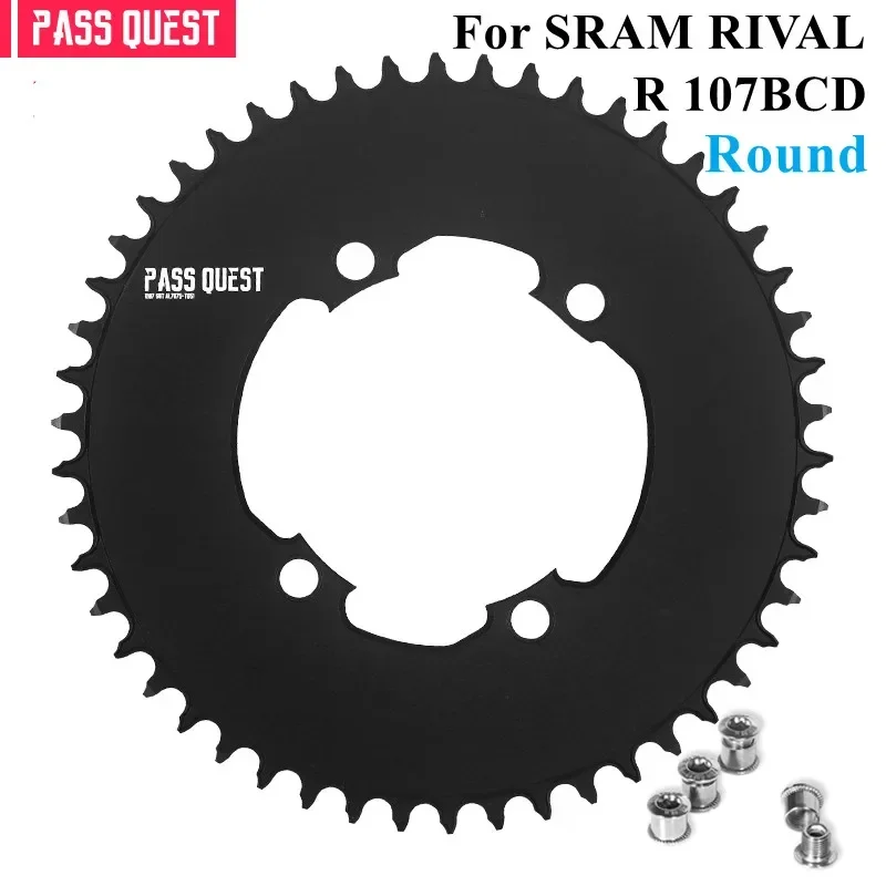 PASS QUEST Round Chainring 107BCD for Sram Rival AXS 12S Crankset 107 Bcd MTB Road Bike Chainwheel 36 40 42 54 56 58 T bicycle sprocket gear bicycle parts bike sprocket