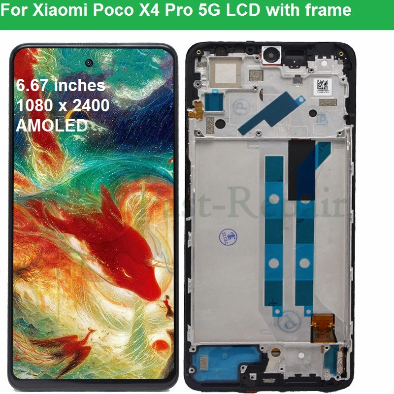 screen for lcd phones cheap original 6.67''amoled for Xiaomi Poco X4 Pro 5G LCD With Touch Screen Digitizer Assembly for Xiaomi Poco X4Pro 5G LCD with frame the best screen for lcd phone black