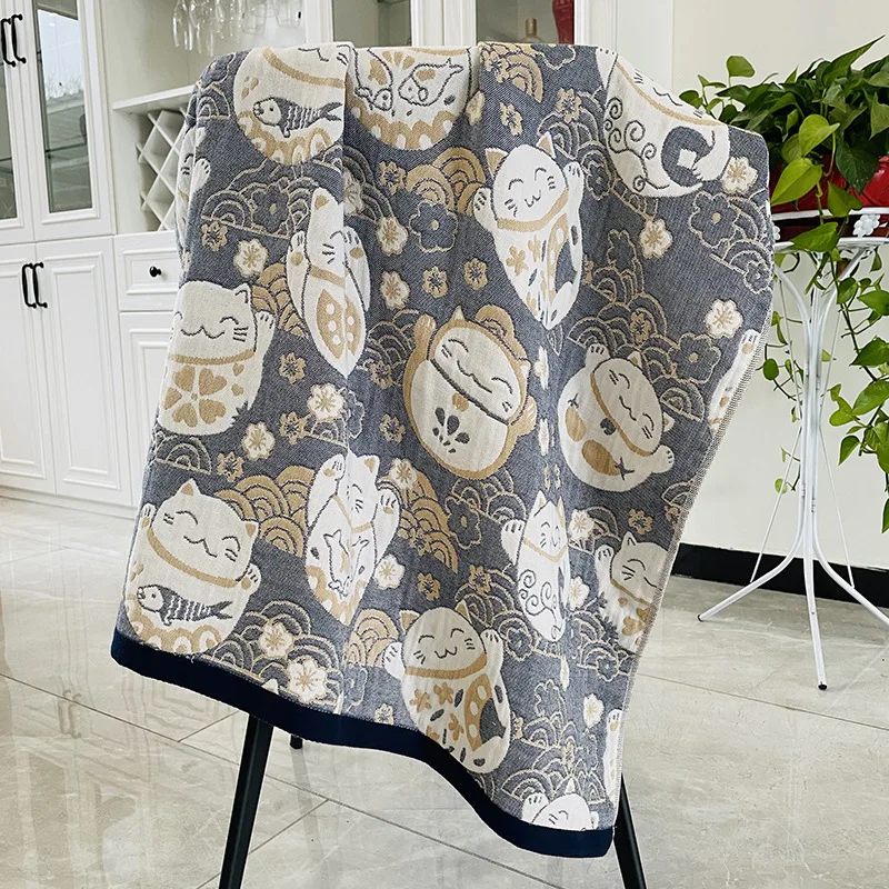 Bath Towel Flora Cartoon Cotton Big Towels 80*160 For Kids Men Women Bathroom Luxury Five-layer Gauze Reusable