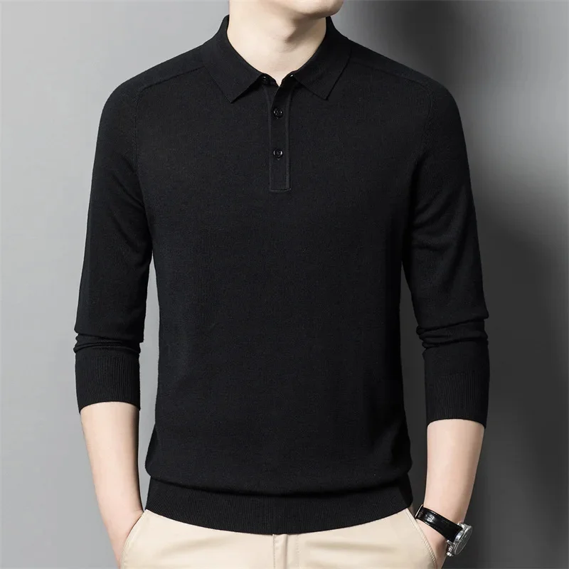 thumbnail image 1 of [Lavable] [Suéter de lujo a máquina para hombre de lana 2024 Otoño e invierno Nuevo polo de solapa de lana pura, 1 of 5
