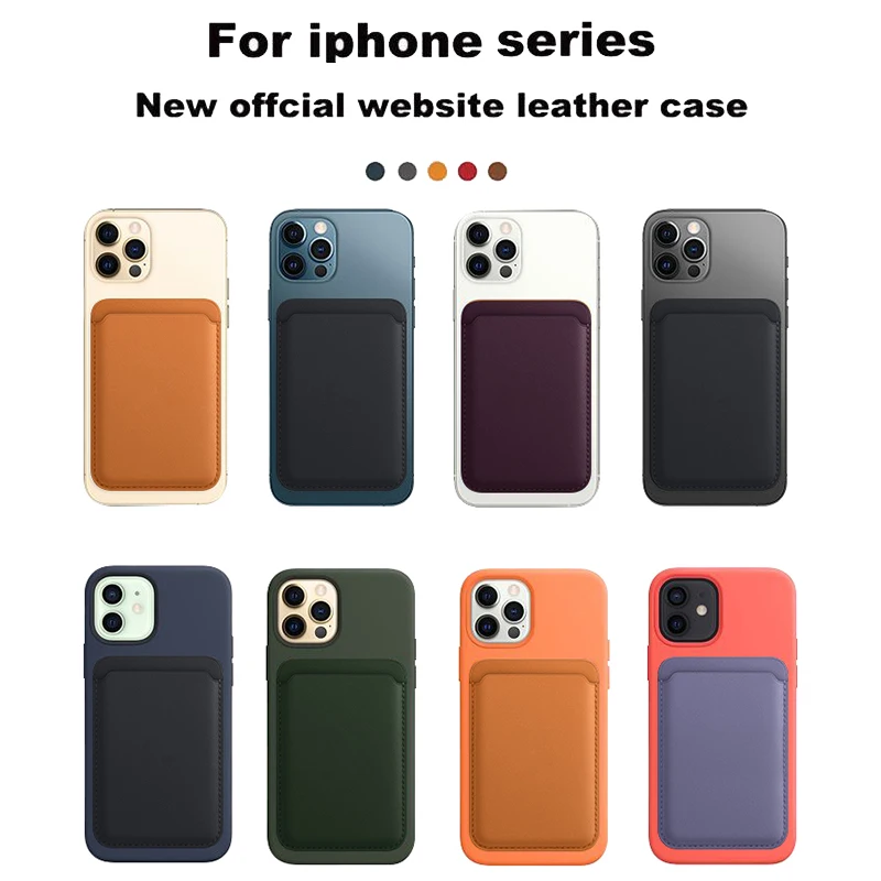 With Logo Magnetic Magsafe Leather Wallet Card Bag Holder Case For Magsafe Iphone 12 13 14 Pro Max Mini 14 Mag Safe Back Cover