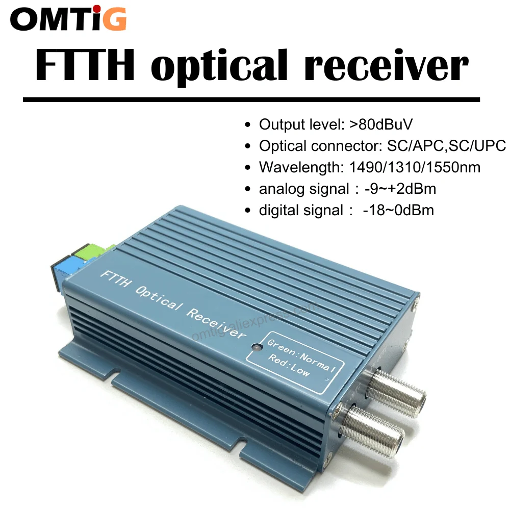 OMTiG FTTH CATV Optical Receiver High Level Fiber WDM Converter SC APC/UPC Duplex Connector Mini Mode with 2 Output RF Inch
