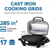Portable Electric Grill, Black, 1500 Watts, 285 in² (1839 cm²) Cooking Area, Cast Iron Grids, Temperature Gauge 5