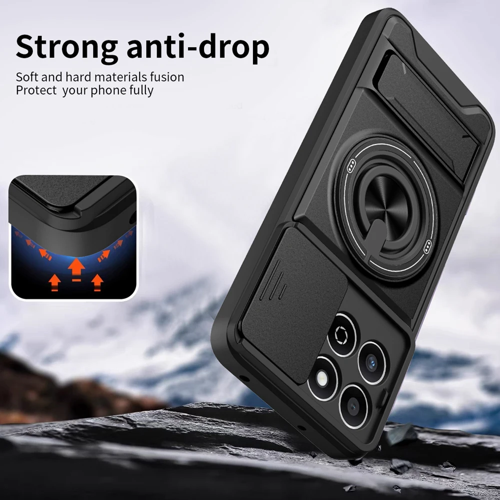 Magnetic Phone Case with Slide Camera Protection & Upright Kickstand - Shockproof Cover