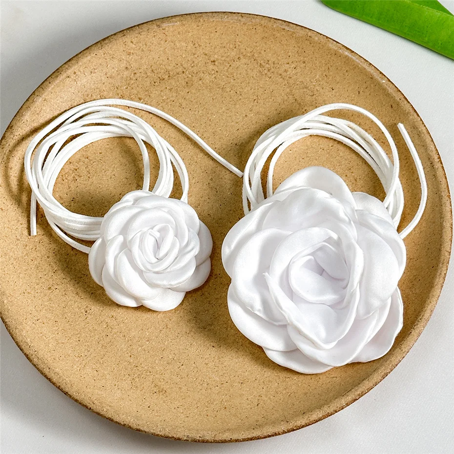 2Pcs 145CM Lange Seil Ketten Mit Große Rose Blume Halskette für Frauen Einstellbare Bowknot Schlüsselbein Halsband Y2K mi Zubehör Neue – Detail 17