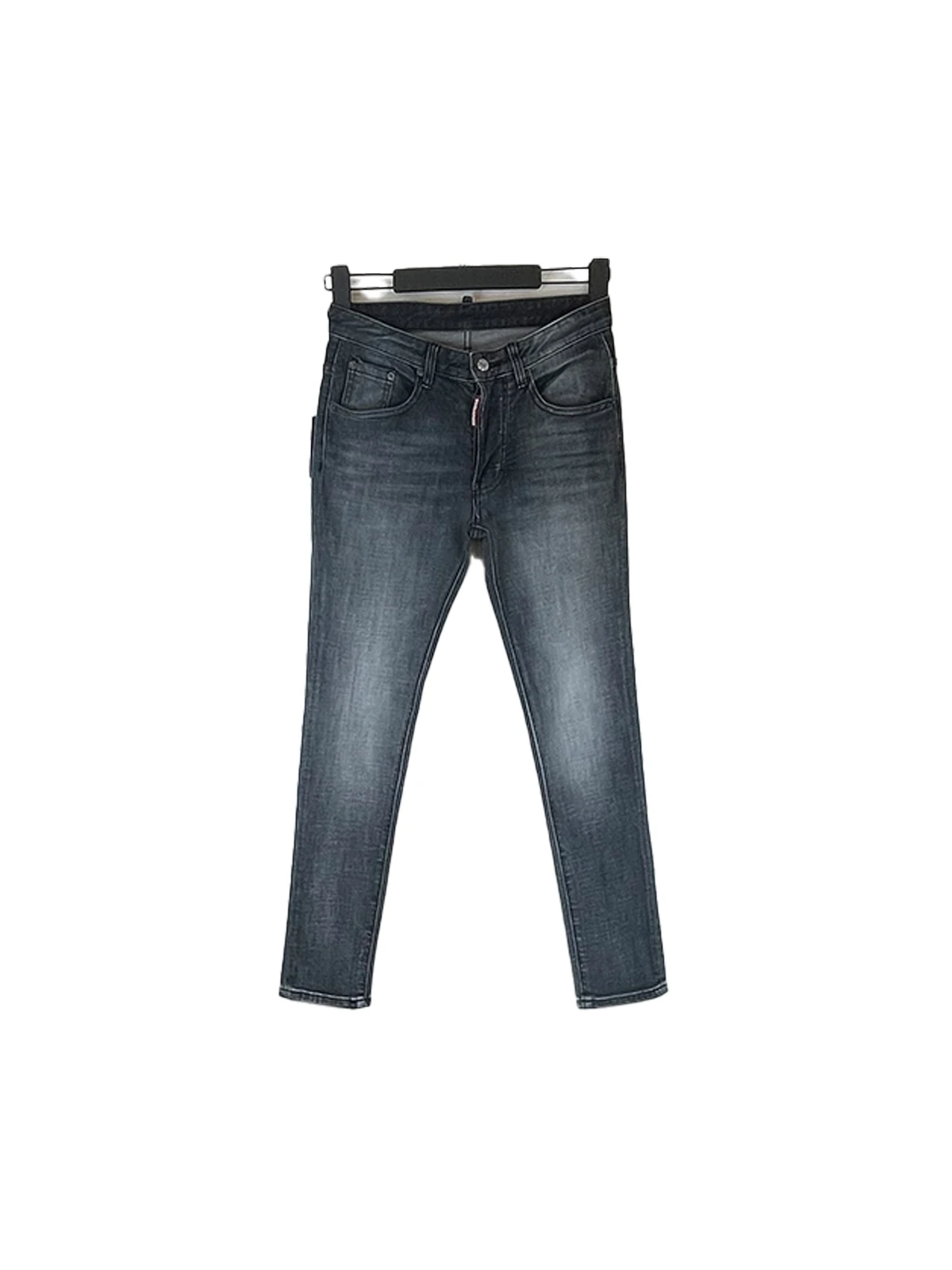 

2024 Spring/Summer New Trendy Men's Washed Black Casual Zipper Decoration Straight Print Graffiti D2 Jeans for Men