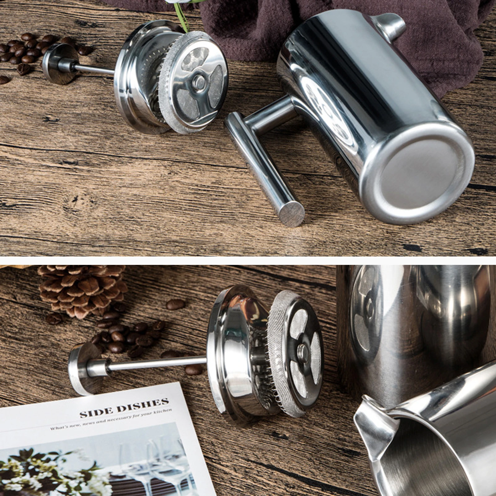 Double Walled Stainless Steel French Press – 800ML Coffee & Tea Maker With Filter - View #2