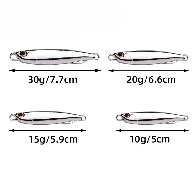 10pcs/pack Fishing Metal Jig Lures 30g 40g Plating Silvery Metal Jig Lure Sea Fishing Bait Fishing Lure Saltwater Bass Tackle 5