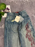Y2K Embroidered Baggy Jeans Women Rock Hip Hop Retro Popular Casual High Waist Wide Leg Pants Streetwear New Fashion Big Pattern - Image 2