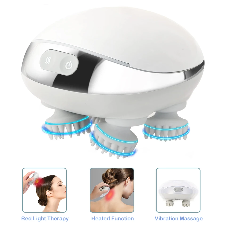 massage cuir chevelu masseur de cuir chevelu électrique avec vibrateur  chauffant pour les traitements de Relaxation soulagement de la Migraine  croissance des cheveux masseur corporel peigne de massage masseur électriqu  - AliExpress