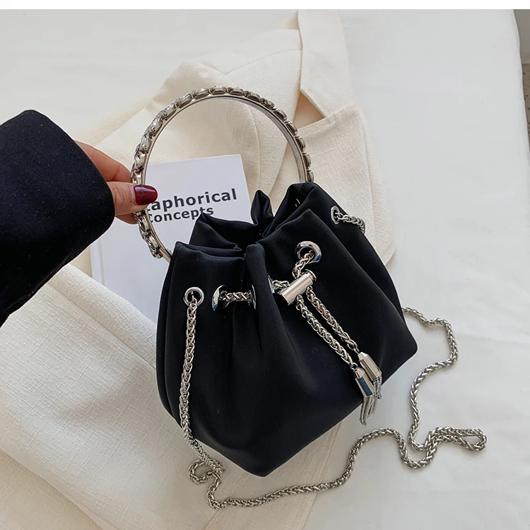 Internet Celebrity Bags Women's Fashion Rhombus Bucket Bag Pearl