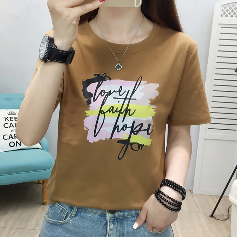 

Poleras Mujer Print Character T Shirts Women Korean Fashion Clothes Ladies Tops Cotton T Shirt 2022 Summer New Short Sleeve Tees