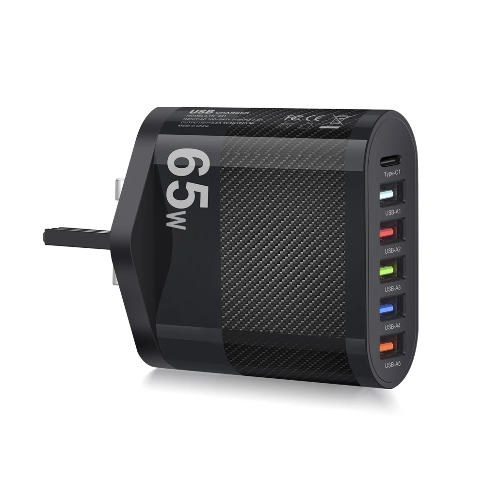 موتي 6 منافذ شاحن 65 واط USB عالية السرعة شحن سريع...