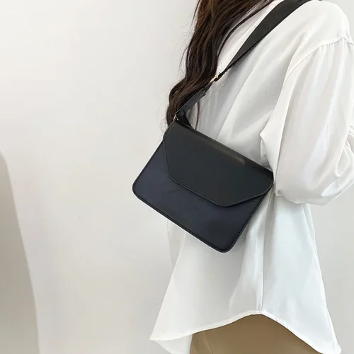 트렌디 한 여성 가방 여성을위한 빈티지 Crossbody 가방 PU 가죽 간단한 솔리드 컬러 플랩 메신저 가방 디자이너 핸드백 파우치 2