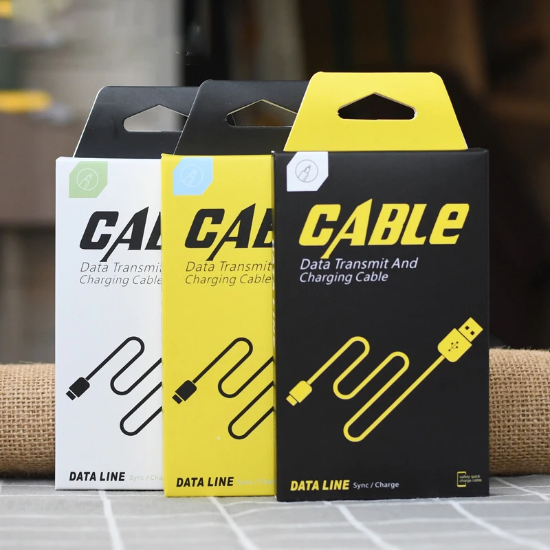 

200Pcs Data Charging Cable Paper Package Bag Empty Universal Retail Packaging Box For Iphone Samsung Xiaomi