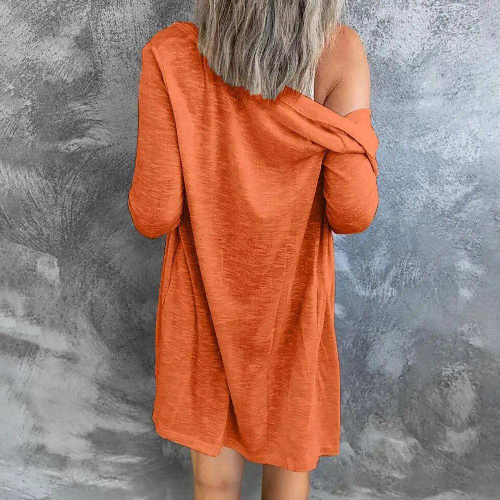 가을 여성 카디건 코트 느슨한 솔리드 컬러 긴 얇은 싱글 브레스트 퓨어 컬러 카디건 자켓 여성 의류