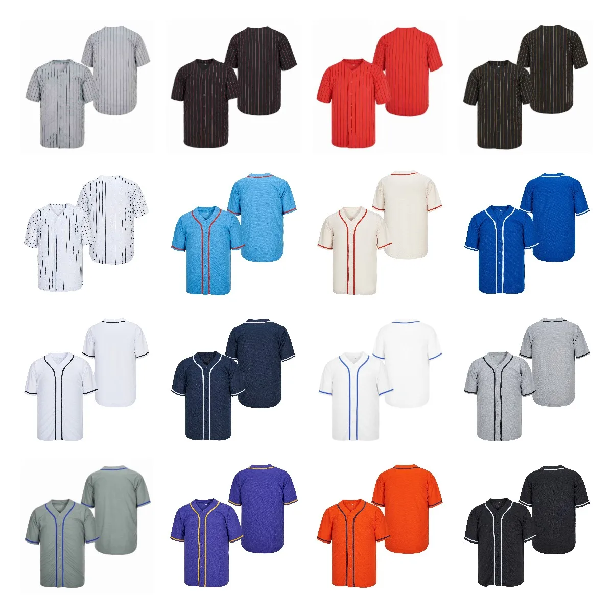 BG Baseball Jersey Blank Style Stripes Embroidery Accept Custom
