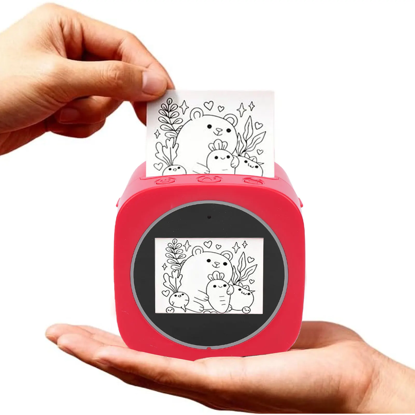 AI 음성 스티커 프린터 2.4인치 화면, 휴대폰 연결 지원, AI 감열 라벨 프린터, 가정 및 업무용 인쇄 용지 포함