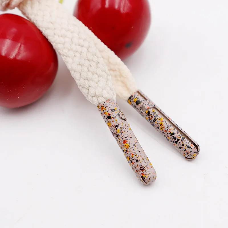 Coolstring Khaki Metal Tips With Colored Inks Splash 22.3*4.2mm Spray Dots Sneaker Lace's Ends Trendy Shoelace Head's Decoration