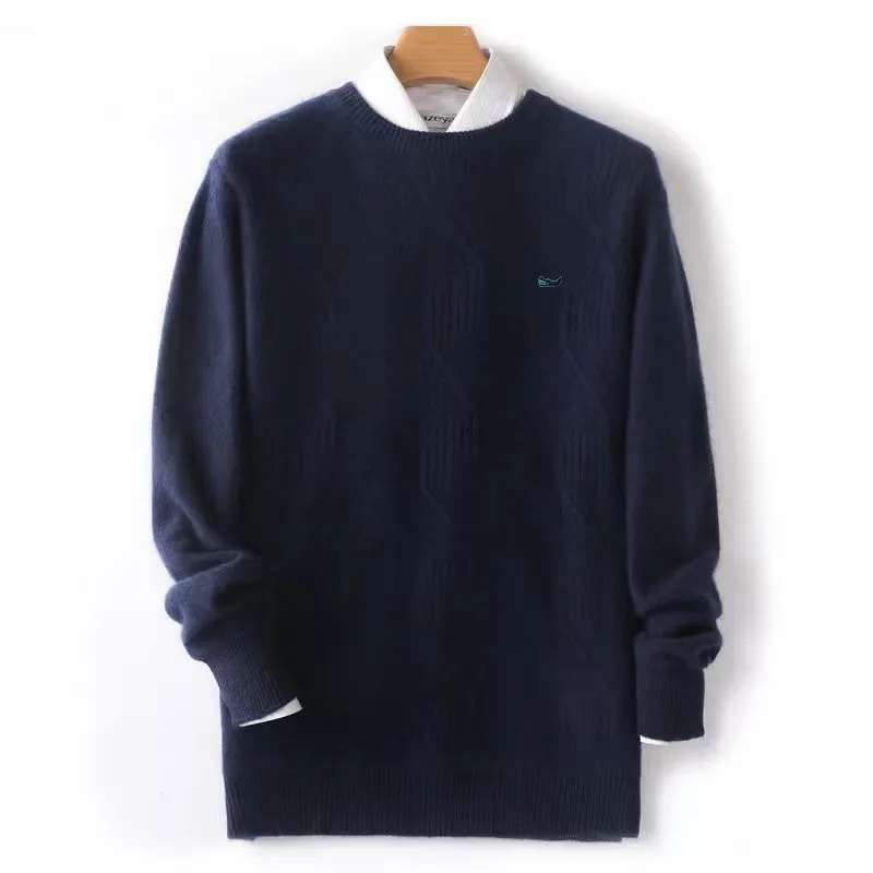 Cashmere Woollen Blend Sweater Men\'s jumpers Loose Thickened O-neck Autumn Winter Christmas Pullovers Male Knitted Sweater