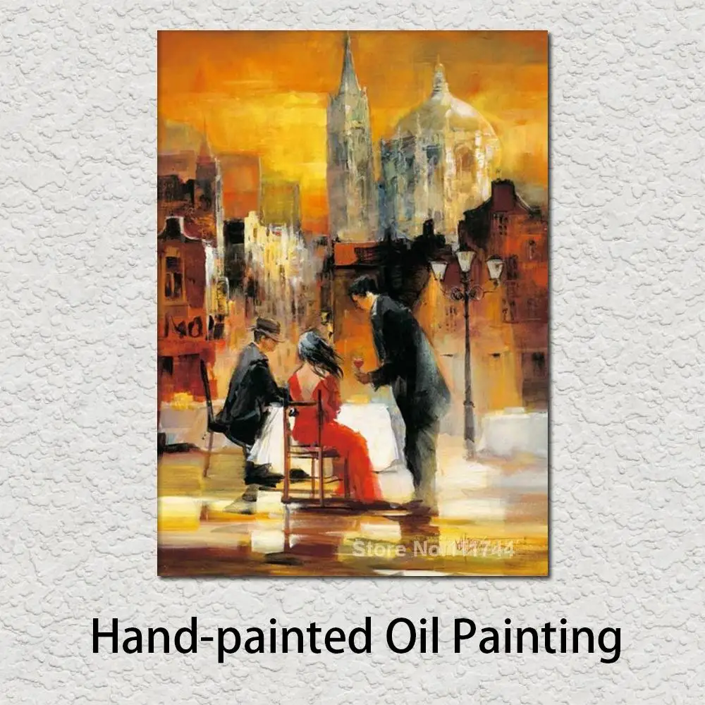 

Cityscapes Art for Living Room Wall Raomance Meet Oil Paintings High Quality Hand Painted as Gift