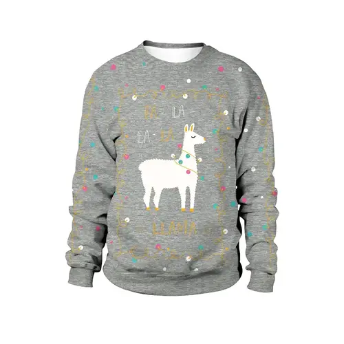 Men Women Llama Ugly Christmas Sweatshirt 3D Funny Print New Year Eve Xmas Sweater Couples Pullover Holiday Party Jumper Tops - Image 15