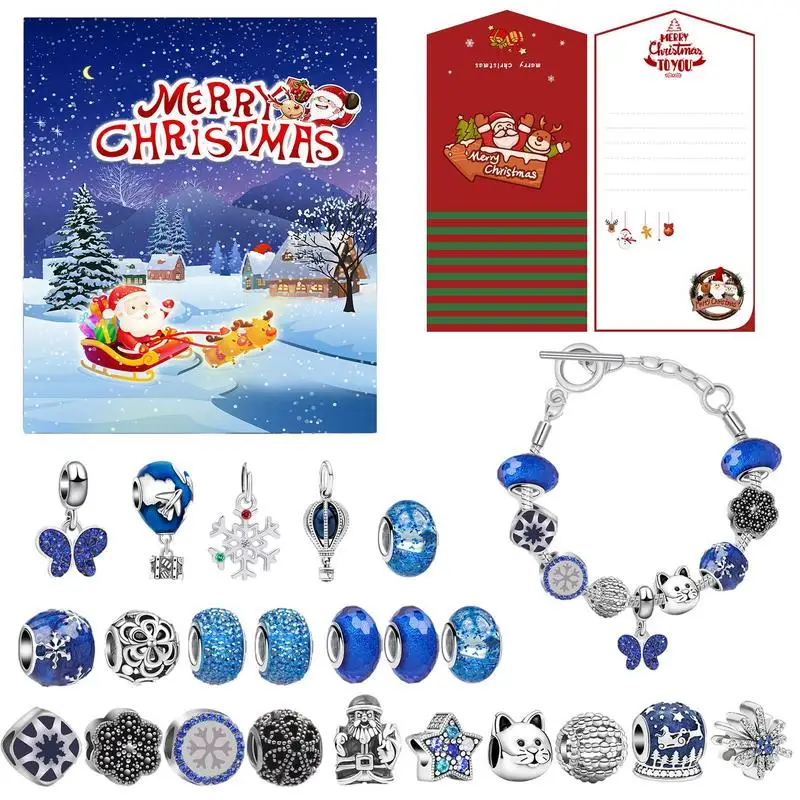 

Christmas Jewellery Advent Calendar Surprise Blind Box Set Christmas Charm Bracelet Set DIY Jewellery Gift For Kids Girls 2024