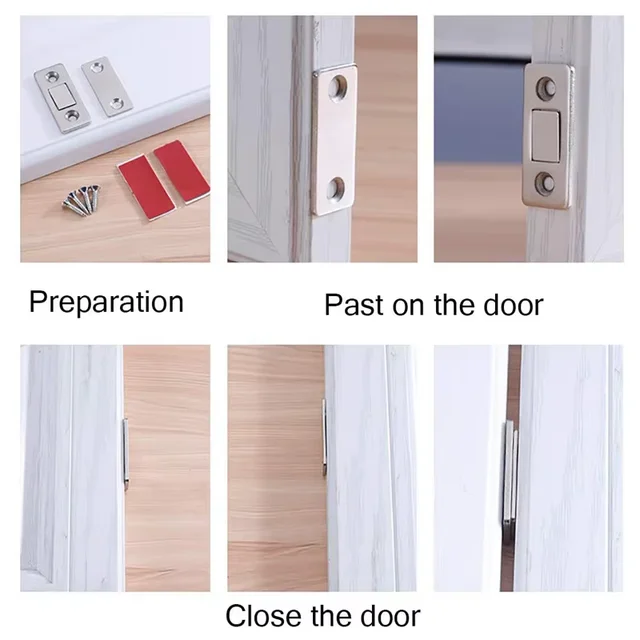 Magnetic Cabinet Catches Ultra Thin Door Strong Magnets Stopper Invisible Adhesive Drawer Magnet Lock for Kitchen Closet Closer 6