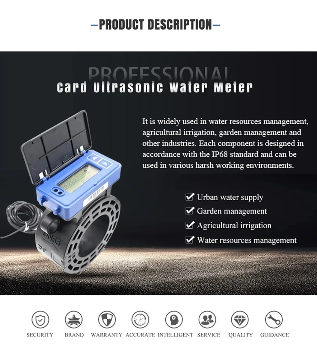 Digital Ultrasonic Water Meter RS485 Output Flowmeter Battery Powered Flange Cla
