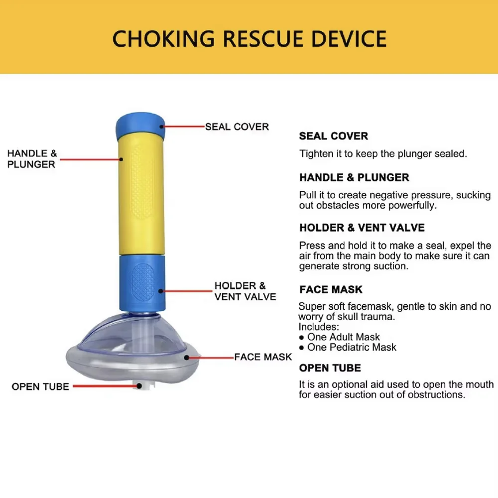 Upgrade Portable Anti Choking Device Choking Emergency Life Saving Suction Vac Anti Choke Device First Aid Kit for Kid Adult choking rescue kits