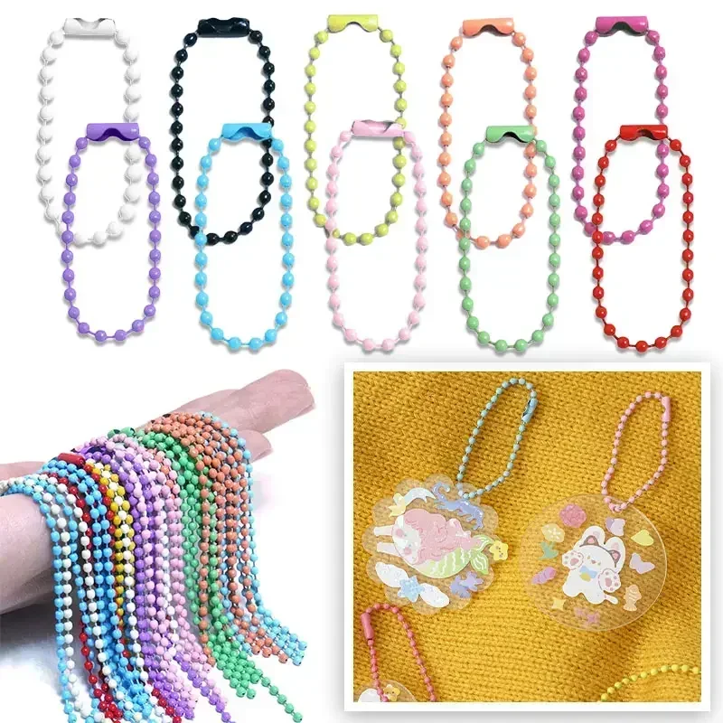 DIY Ball Bead Chains 10/100pcs Sliver Colorful Key Chain Dolls Label Hand Tag Connector Jewelry Making Pendant Accessorise