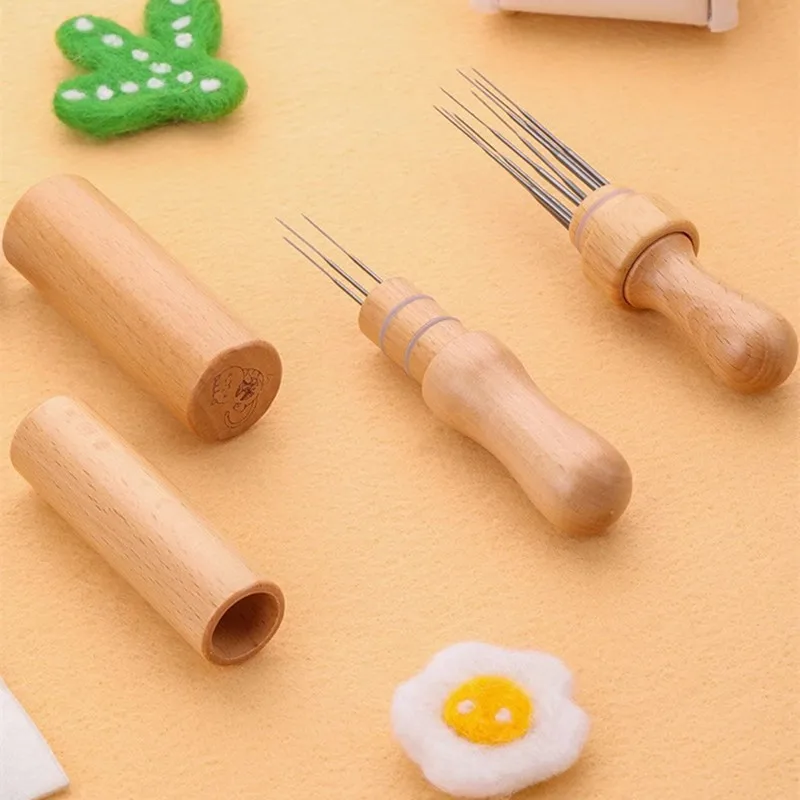 IMZAY Wool Felting Tool without Needls Professional DIY Felt Needles Tool with Wooden Cap for Handmade Craft Work