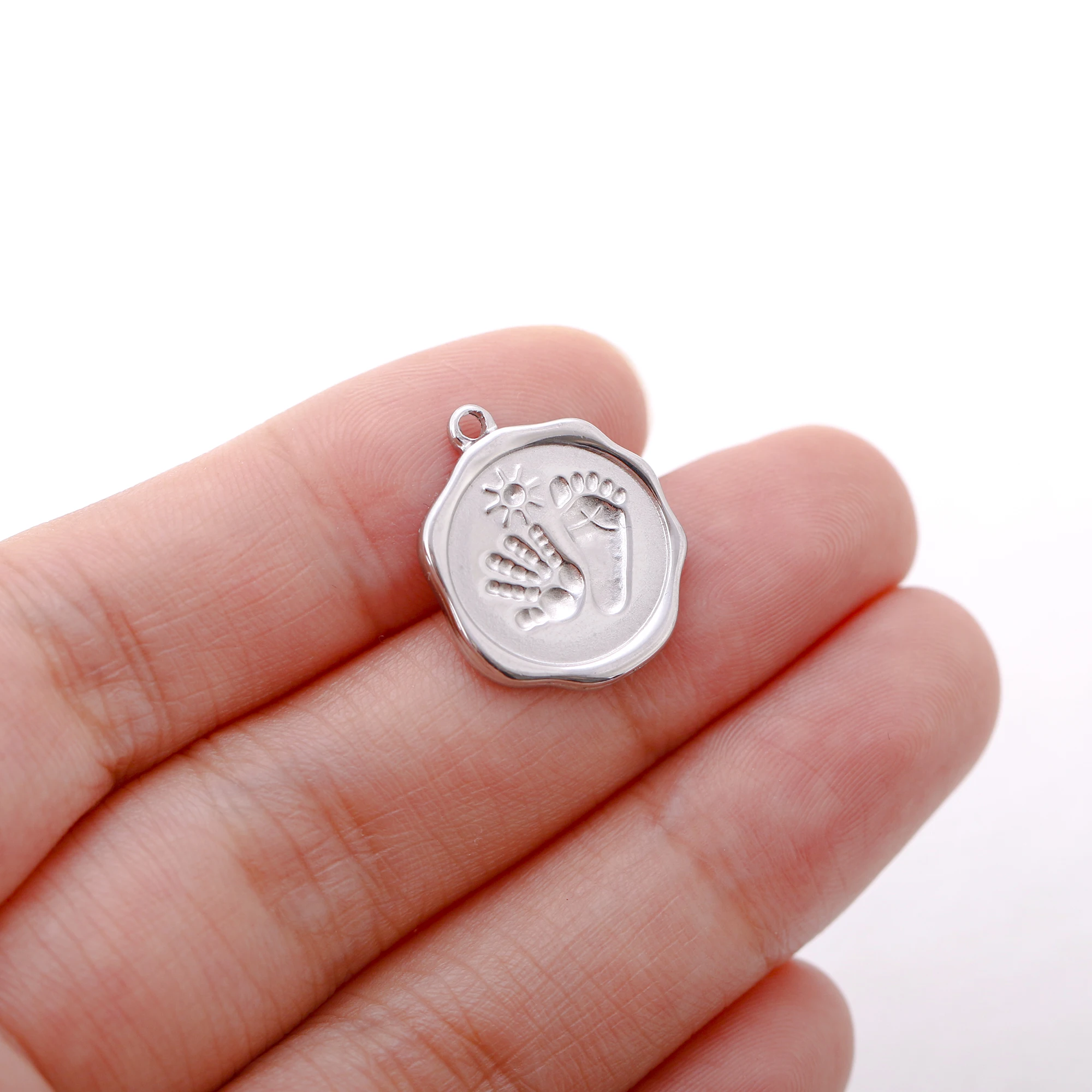 3PC Edelstahl Nette Baby Fußabdruck Handabdruck Charms eltern-kind-Anhänger DIY Handgemachte Herstellung Halskette Schmuck Für Mama geschenke – Detail 10