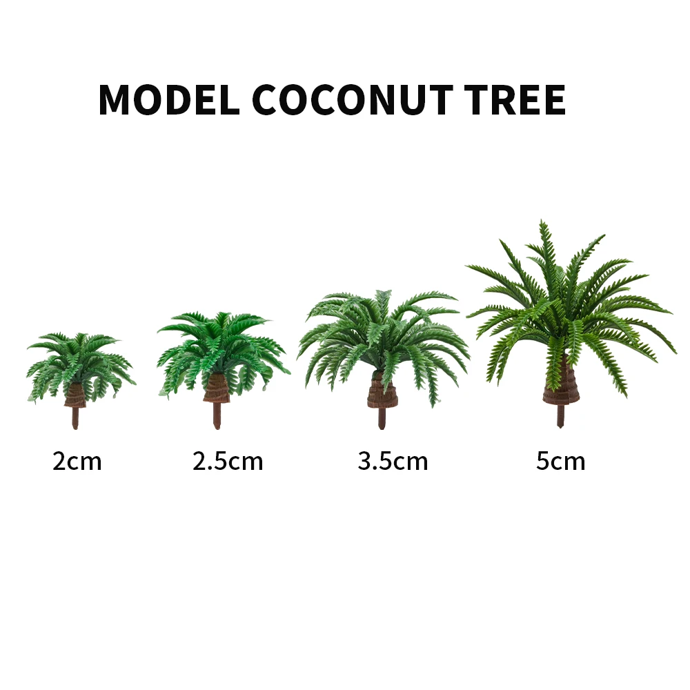5개입 높이 2-5CM 미니 코코넛 야자수, 미니어처 풍경 DIY 열대우림 기차 요정 정원 해변 장면 레이아웃 디오라마용