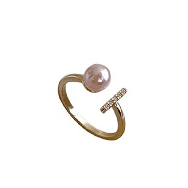 Korean Fashion T-shaped Pearl Opening Rings For Woman Gothic Jewelry Party Girl's Sexy Finger Accessories Student Set Gift ring set opening ring finger ring adjustable rings jewelry accessories