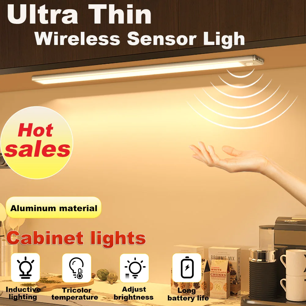 Dimmable Motion Sensor Cabinet Lamp Wireless LED Night Light Rechargeable Led Strip For Kitchen Bedside Aisle Closet