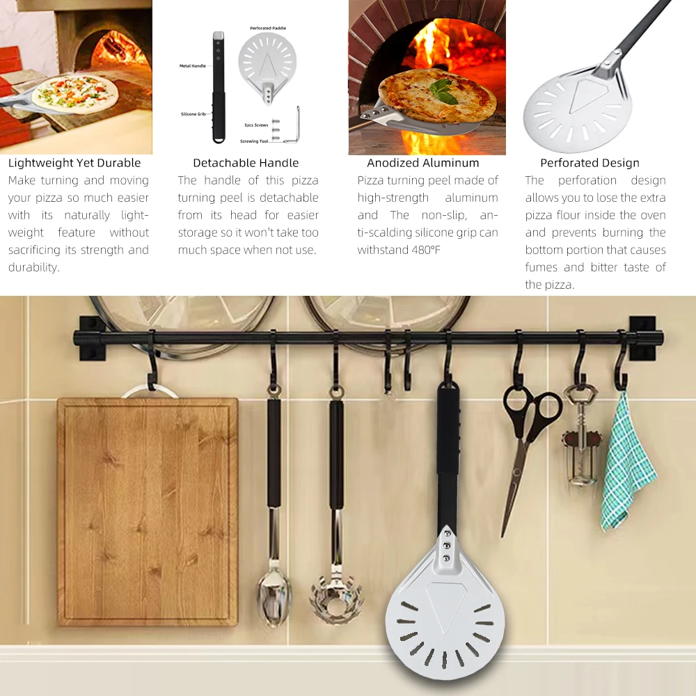 Adjustable Pizza Peel - Nonstick Pizza Turner for Oven Baking