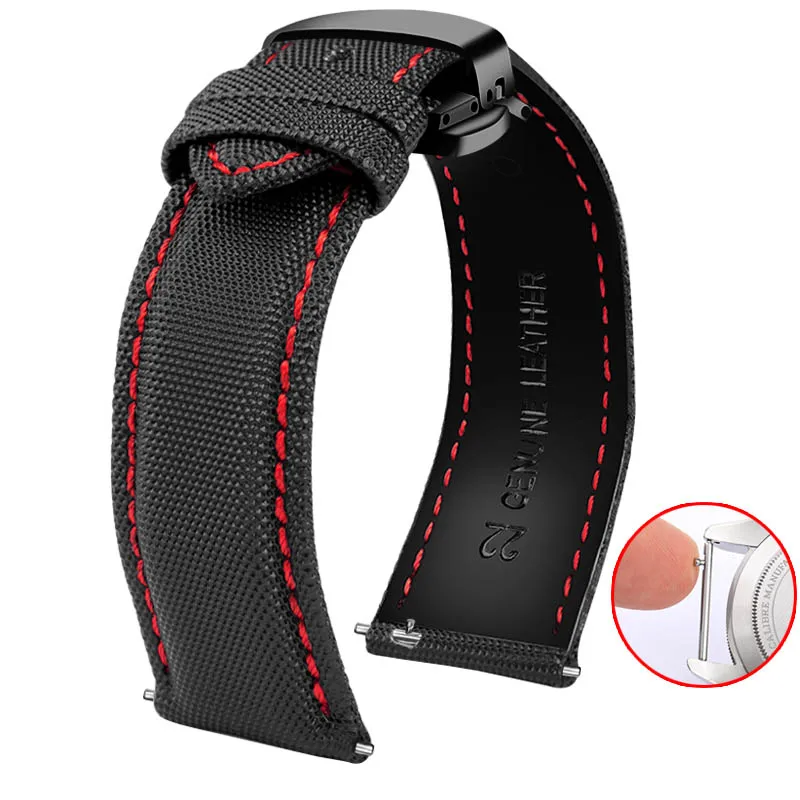 Vibrant Multi-Color Unisex Canvas Watch Band Bracelet - Blue, Orange, Black, Red Lines