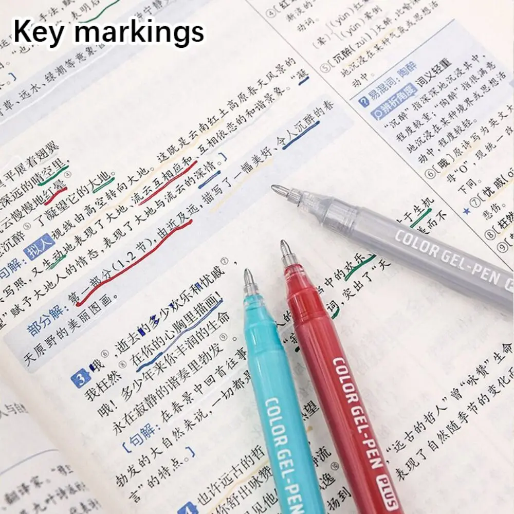 Large Capacity Ink Calligraphy Gel-Pen Aesthetic Stationery Smooth Writing Multicolor Neutral Pen Stackable Color 6Pcs highlighter markers gel highlighter markers