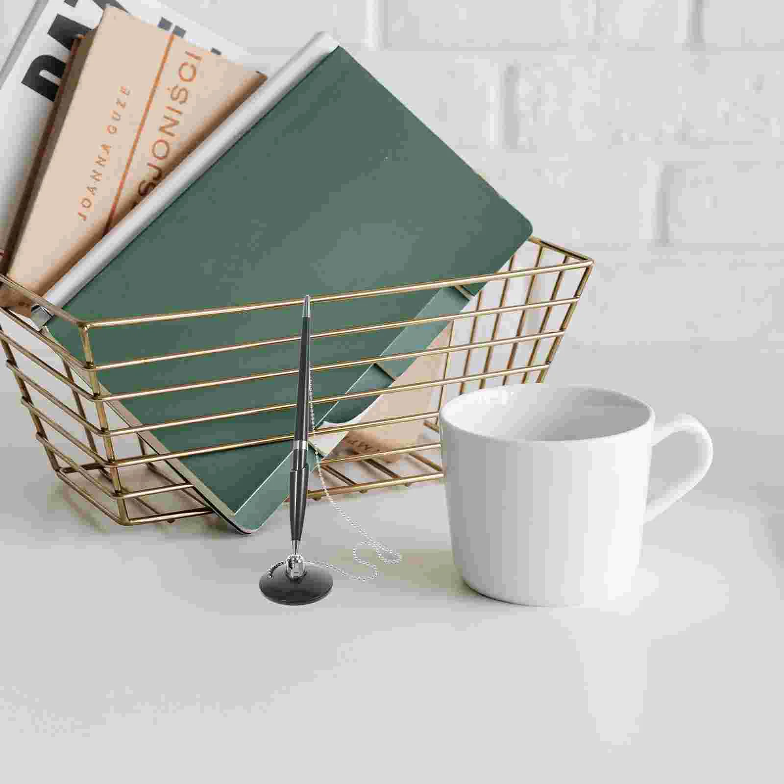 Set Di 4 Penne Sfera Da Scrivania Con Supporto Fisso – Design Girevole E Antiscivolo, Multiuso Per Ufficio E Studio – Colore Nero