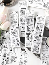  6 Sheets Line Drawing Style Stickers Decorative Scrapbooking Notebooks Sketchbook Art Material Aesthetic Laptop Phone Labels 