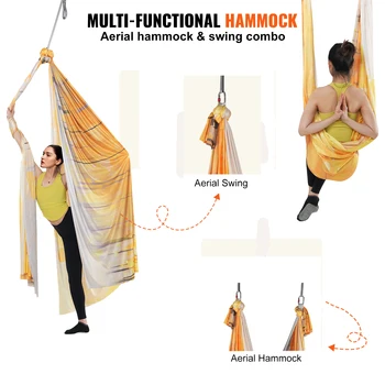 VEVOR 5.5 Yards Aerial Yoga Hammock & Swing Nylon Fabric Full Rigging Hardware for Antigravity Yoga Fitness Bodybuilding 5