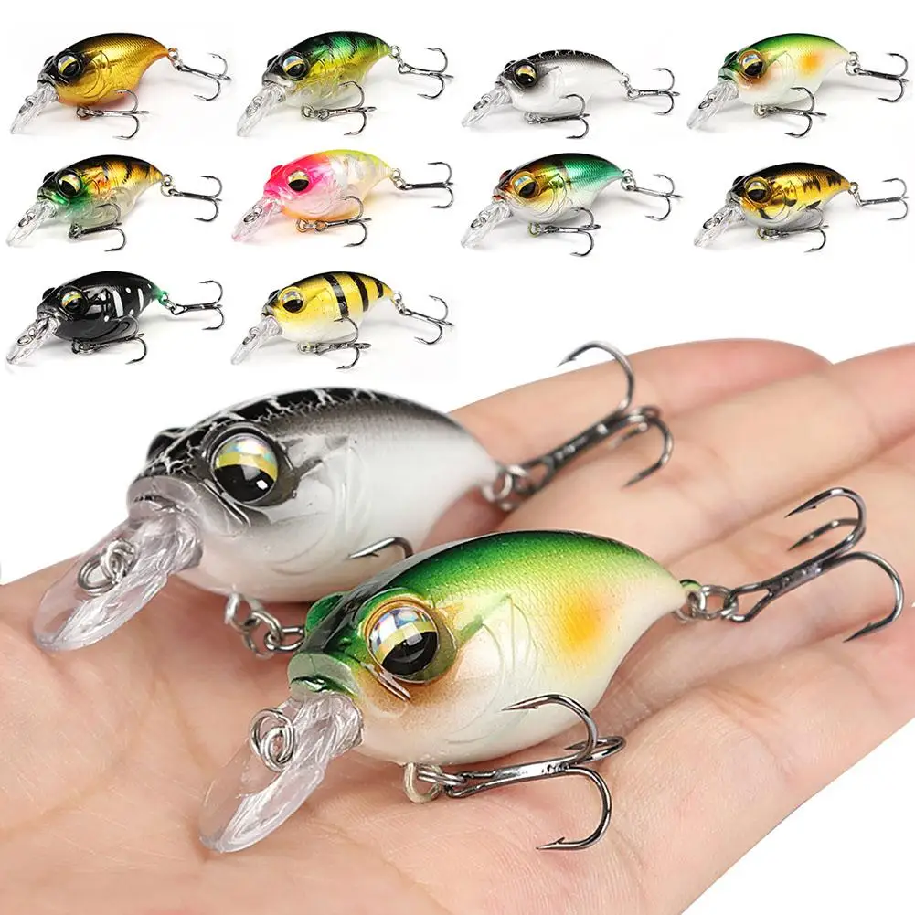 

38mm/8g Floating Crankbait Fishing Lure With Treble Hooks Long Casting Artificial Bait For Bass Carp