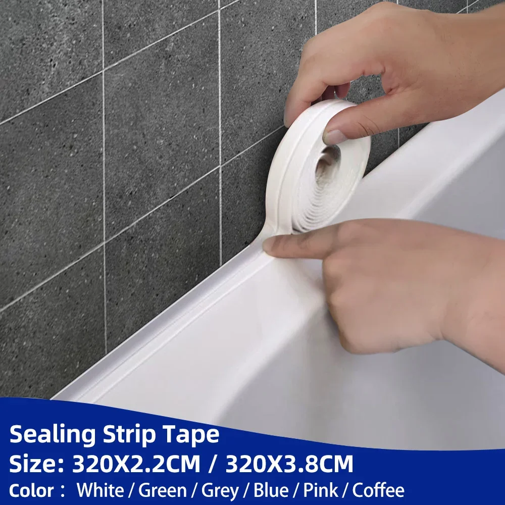 Bathroom Shower Sink Bath Sealing Tape Strip White PVC Self Adhesive Waterproof Wall Sticker for Bathroom Kitchen Caulk Strip