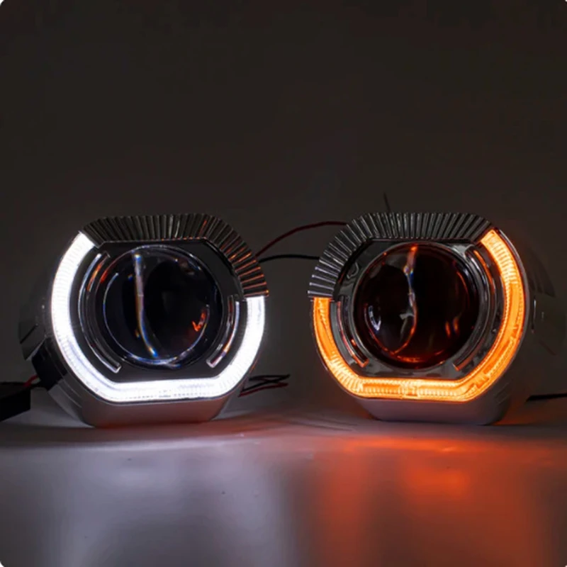 Car Headlight shrouds 2.5 Inch 3 Inch integrated Shroud Cover LED Angel Eyes for Projector Lens Headlight Decoration Accessories