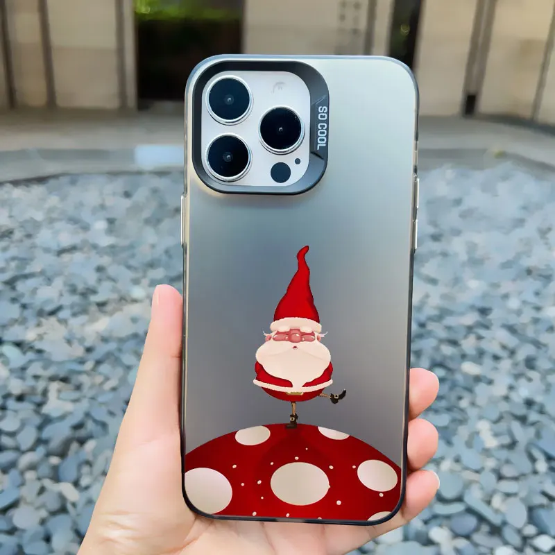 Neujahrs- und Weihnachts-Weihnachtsmann-Handyhülle für iPhone 17 16 15 Pro Max 14 13 12 11 Pro Max 13 Mini 15 Plus – Niedliche Laser-Rückabdeckungen – Detail 12