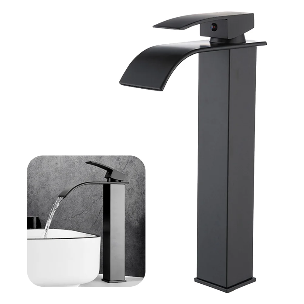 

Bathroom Waterfall Faucet Cold And Hot Water Mixer Stainless Steel Sink Faucet Single Handle Deck Mounted Washbasin Taps