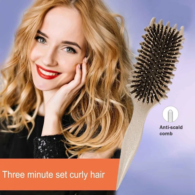 

Curl Brush With Hair Ties Bounce Curl Defining Brush,Bounce Curl Define Styling Brush Boar Bristle Hair Brush