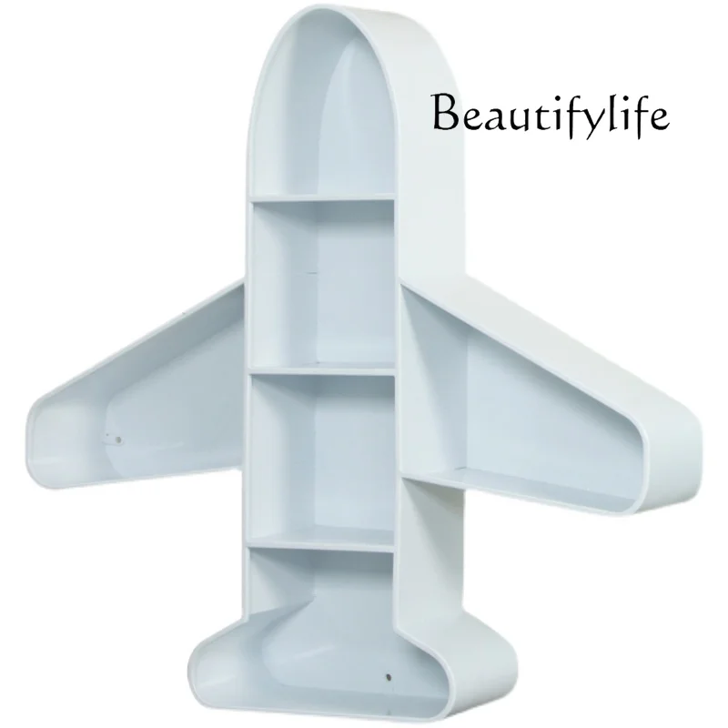 

Wrought Iron Creative Aircraft-Shaped Bookcase Wall-Mounted Bookshelf School Wall Shelf Storage Rack